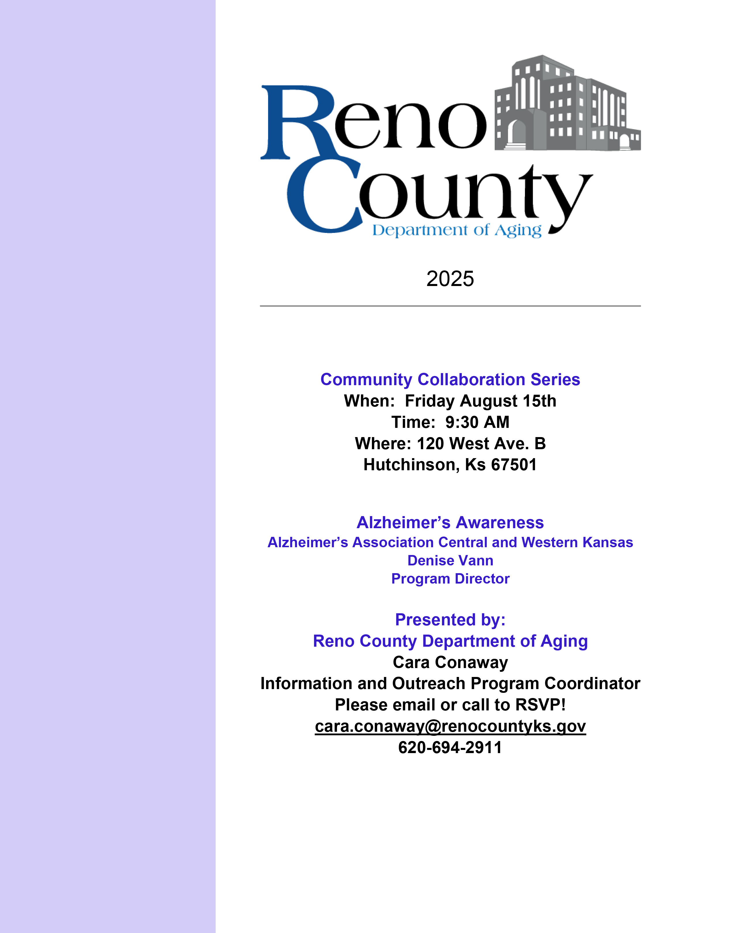 Mark your calendars for August 15, our next Community Collaboration Series talk "Alzheimer's Awareness" - News Image